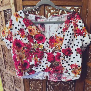 Vintage-inspired Crop Top - 80s, floral, polka dot - 1x